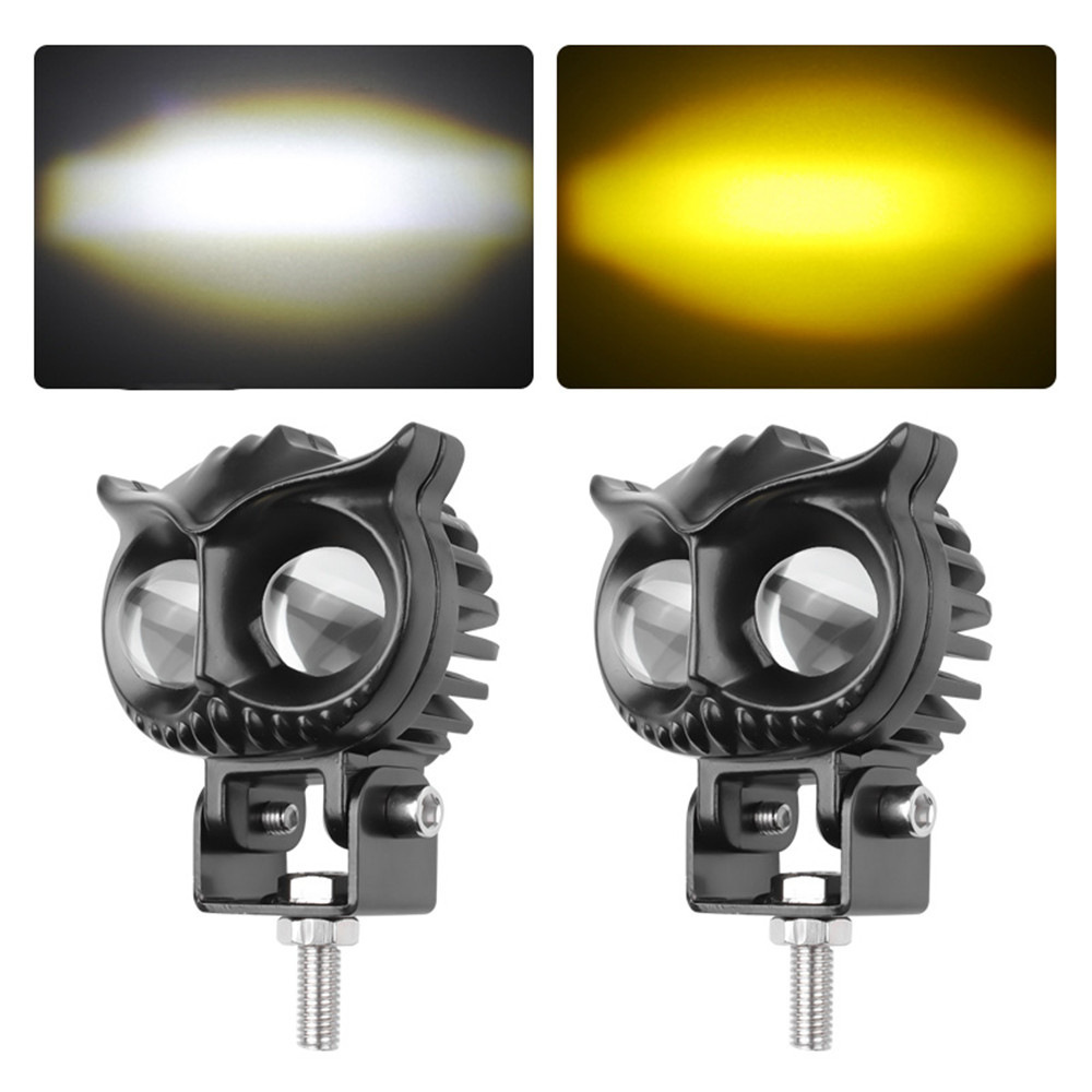 Cruz-frontera caliente búho proyector motocicleta impermeable de dos colores fuera de carretera vehículo modificado lejos y cerca de la luz pistola de acero LED faro