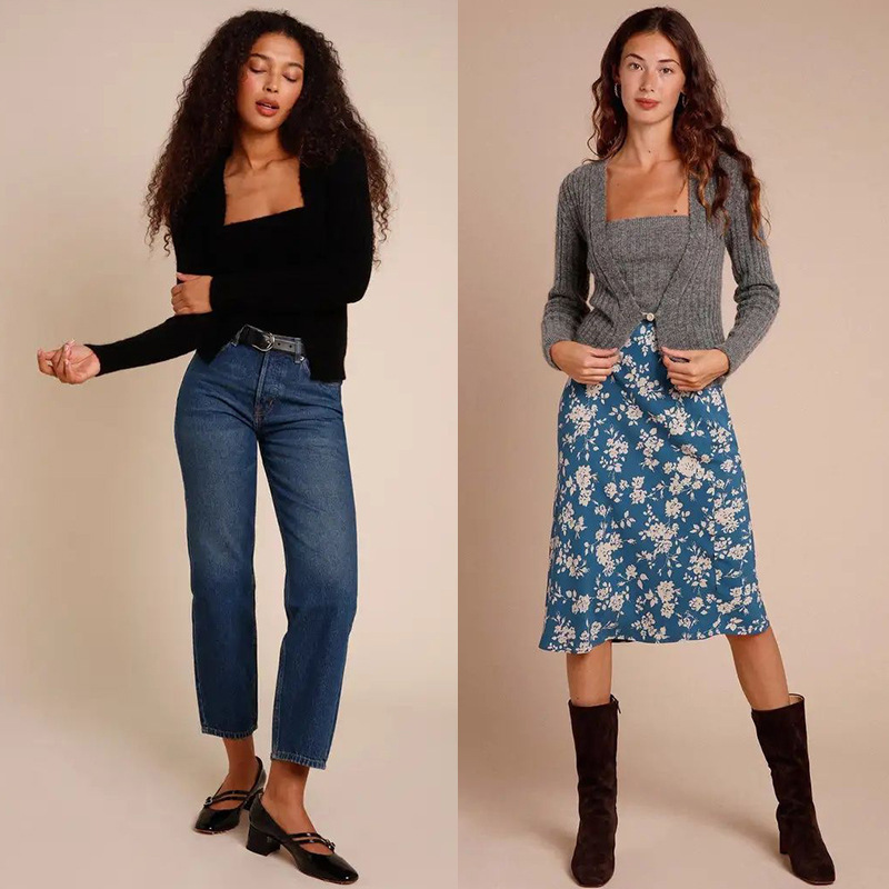 Clearance Sale ~ No Returns or Exchanges ~ Rou Mohair Cardigan and Tube Top Two-Piece Knit Sweater Set for Women