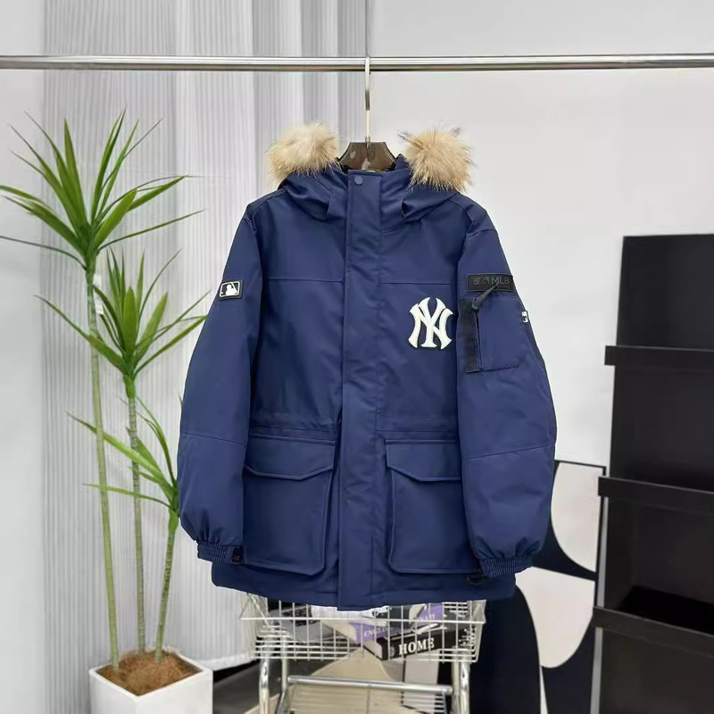 莆田純原MLB工装ダウンジャケットNYヤンキース大毛襟中長男女スタイルパーカー卸売り|undefined