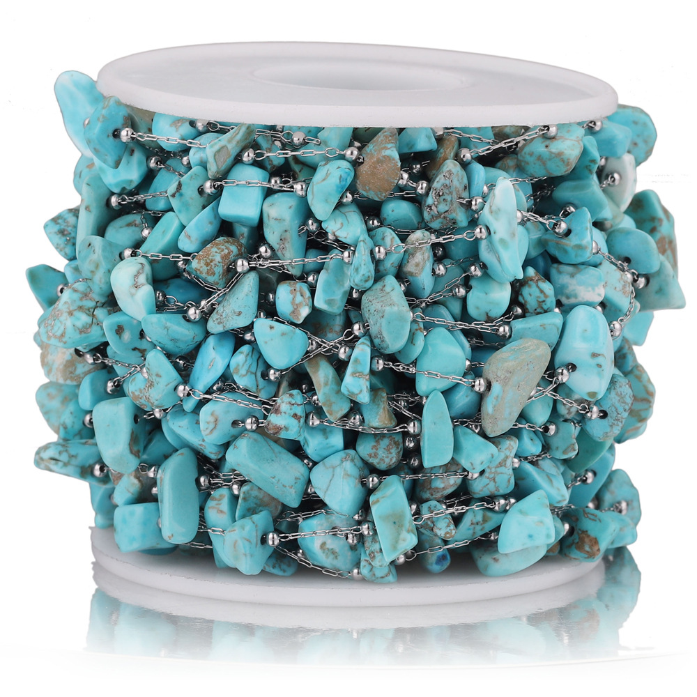 Acero inoxidable cabeza de piedra de color clip de cadena de cuentas DIY collar pulsera Cadena de joyería hecha a mano cadena accesorios de joyería