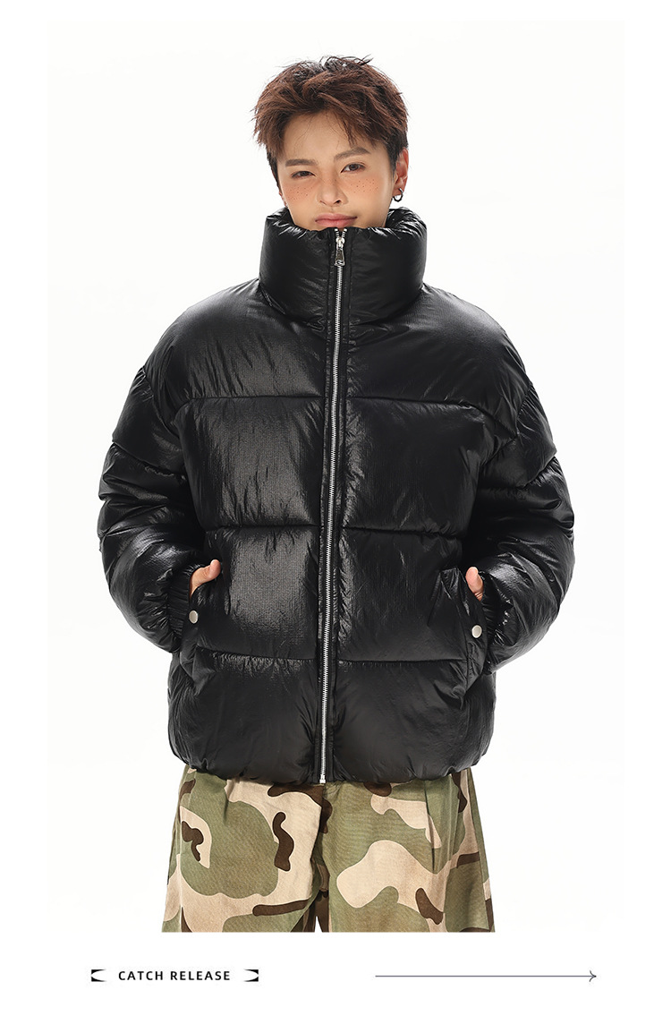 Nylon-Baumwollwattierte Kleidung für Damen und Herren, lockere Baumwollwattierte Jacken, Brotkleidung, Stehkragenjacken für Herren_voghion.com