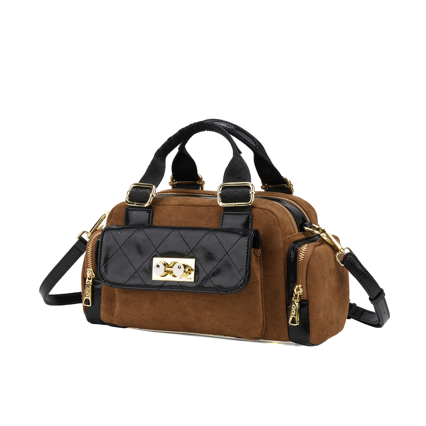 Otoño y invierno peluche bolsas de cremallera de mano casuales clásicas de contraste de alto nivel PU damas hombro único 2877 #