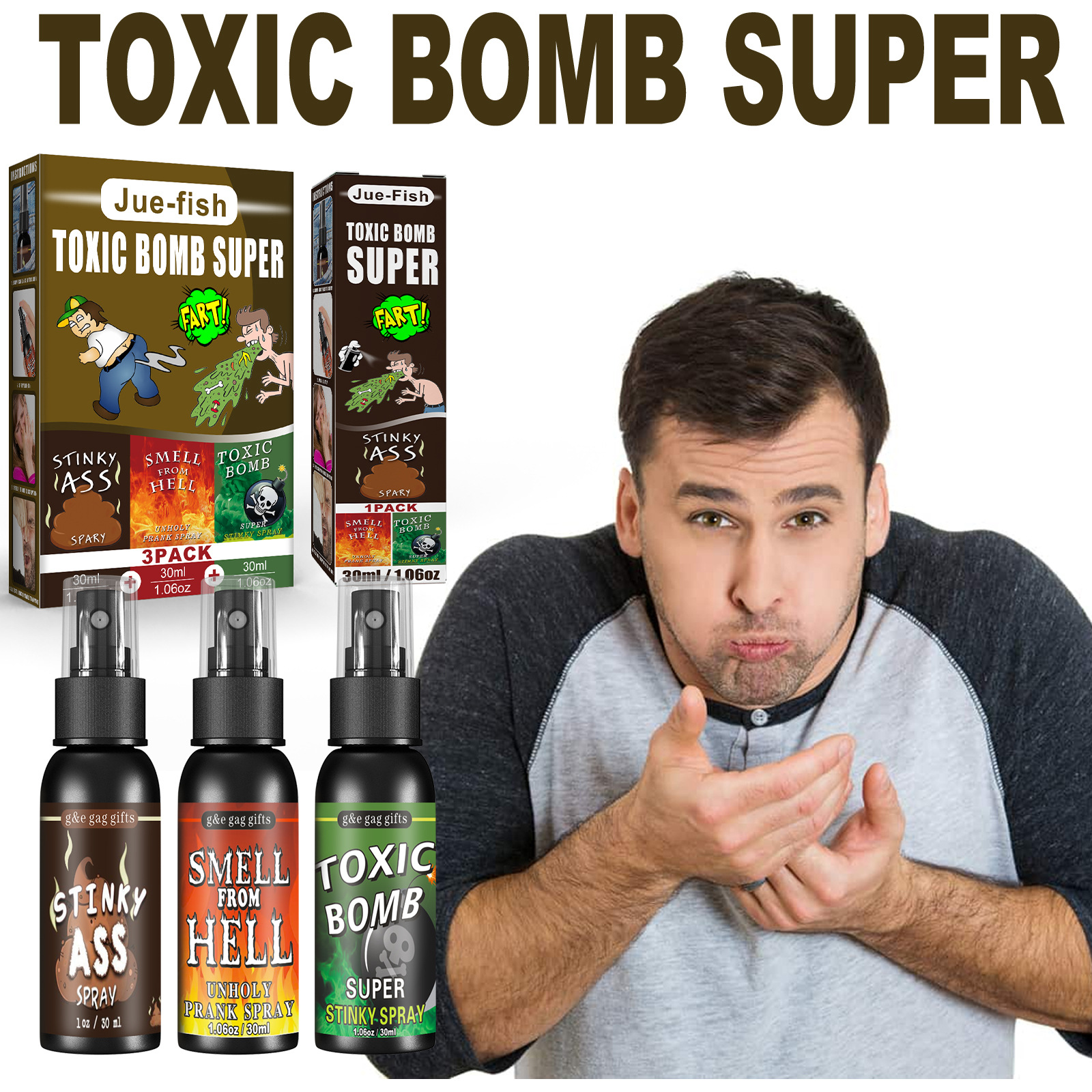 Jue Fish giocattolo spray parodia puzza divertente merda bomba infernale_voghion.com