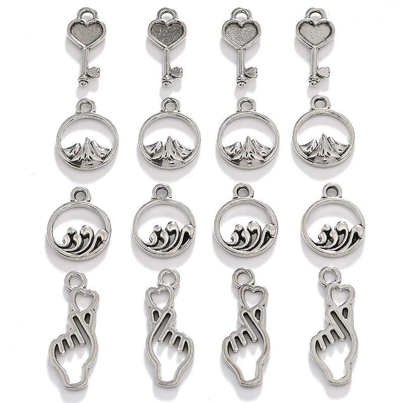 DIY ретро ювелирные аксессуары из цинкового сплава, подвеска в форме сердца, ключа и волны, прямая продажа с фабрики A800934