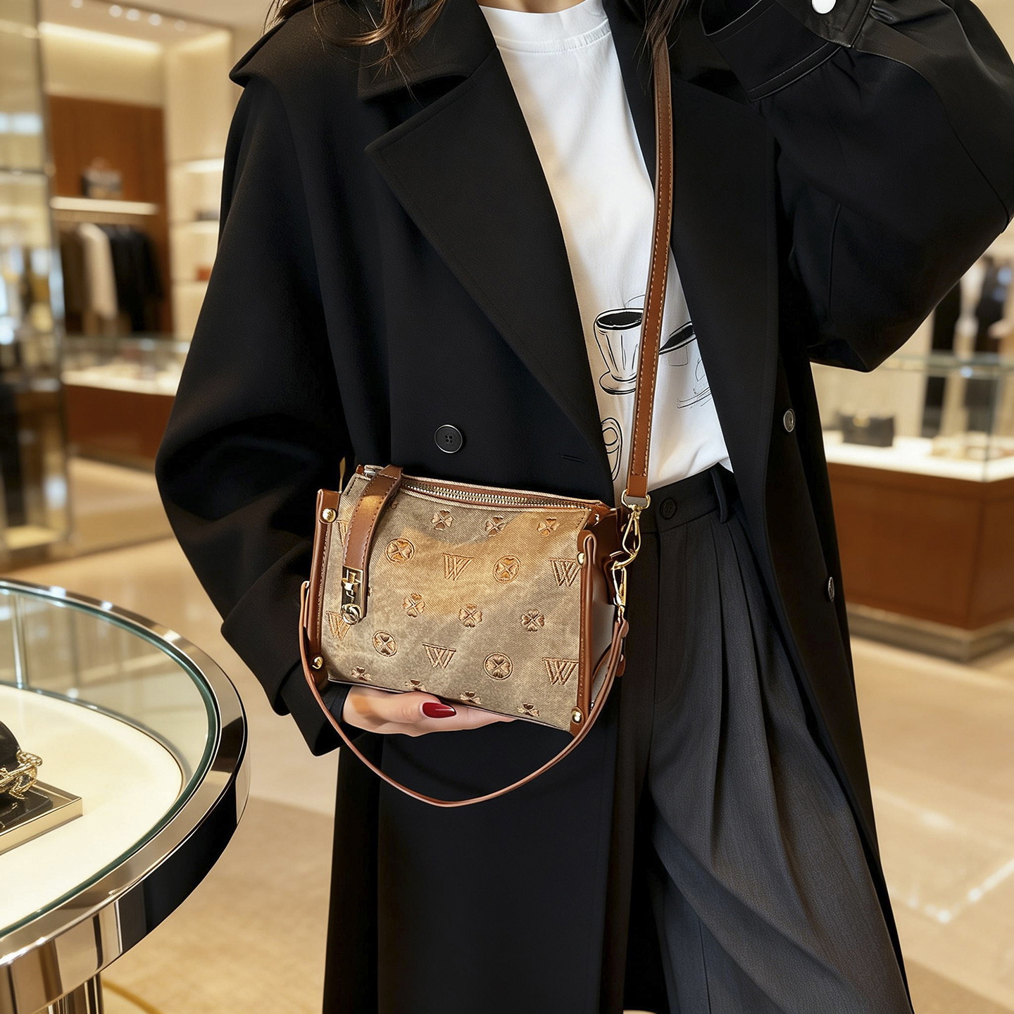 Women's Box Handbag Versatile Retro Single Shoulder Crossbody_voghion.com