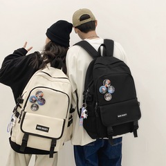 男性と女性のためのシンプルなカジュアルバックパック、ファッショナブルな外出大学生バックパック、大容量ナイロントラベルコンピュータスクールバッグ