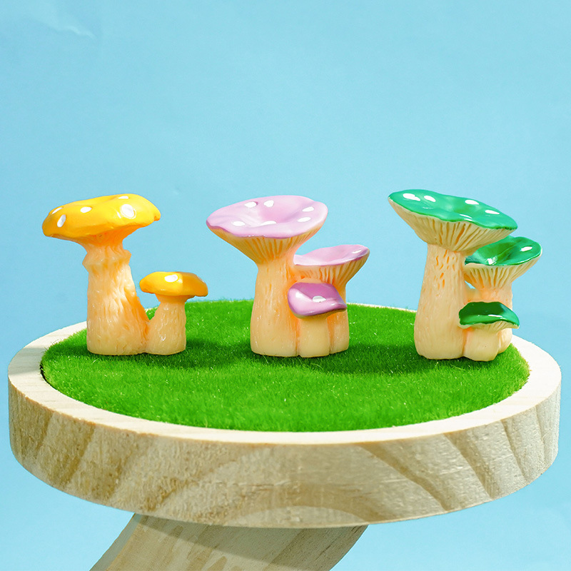 Micro paisaje dibujos animados simulación creativa de hongos grupo de hongos adornos de regalo mini accesorios de bricolaje artesanías de resina