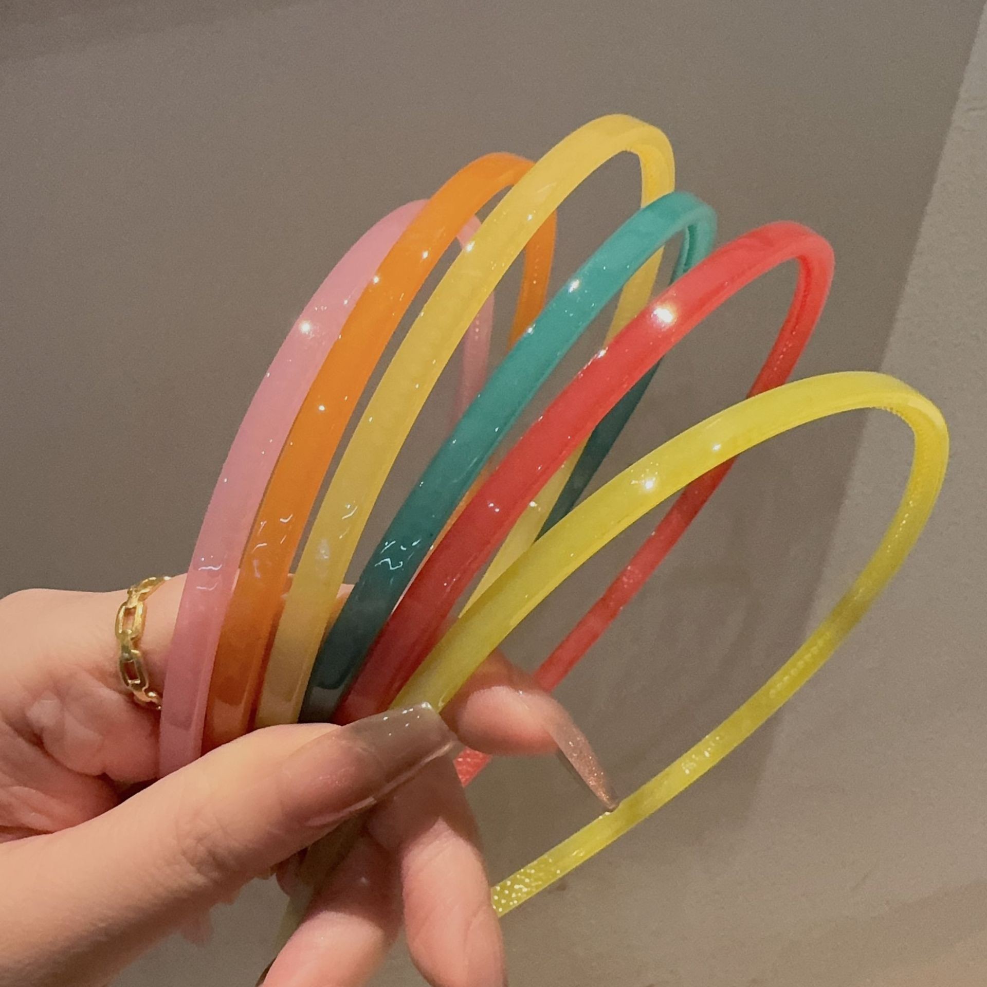 果冻色系洗脸发箍 韩版简约彩色细发卡小清新可爱压发百搭头箍女