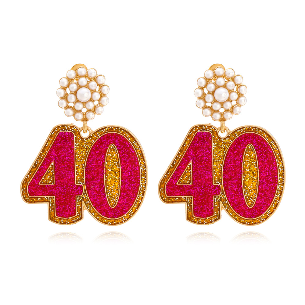 Pendientes de número en esmalte colorido con perlas joyería_voghion.com