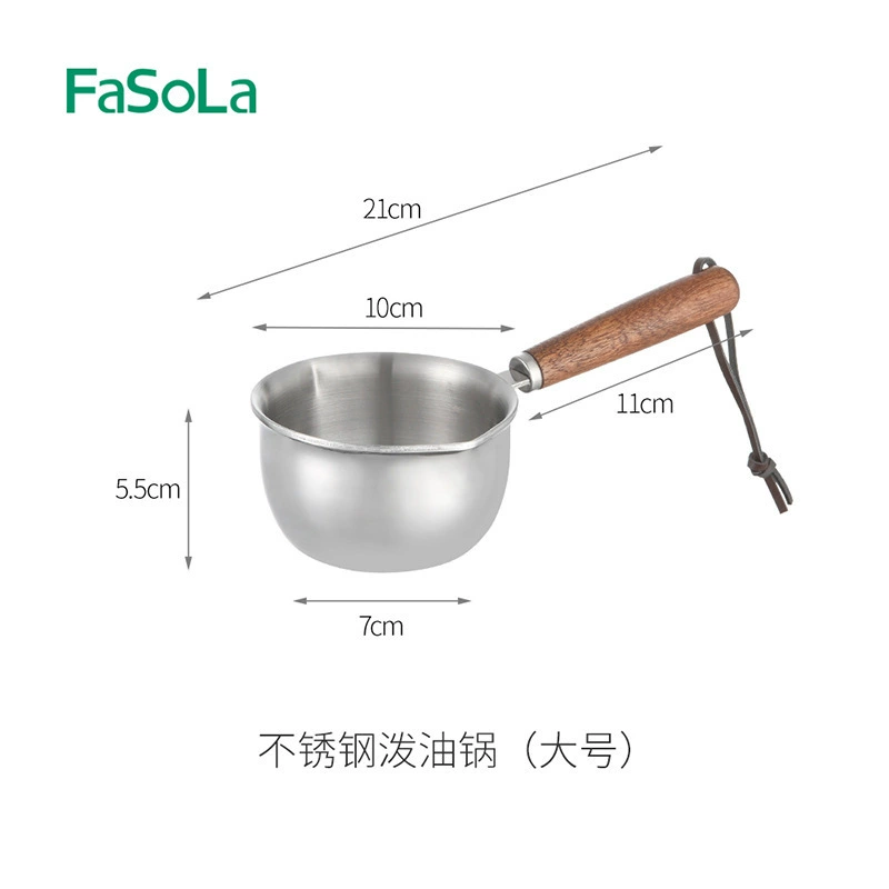 FaSoLa Бытовая кастрюля из нержавеющей стали для разбрызгивания масла, кухонная кастрюля с деревянной ручкой, с защитой от ожогов, трехслойная утолщенная кастрюля для стекания масла