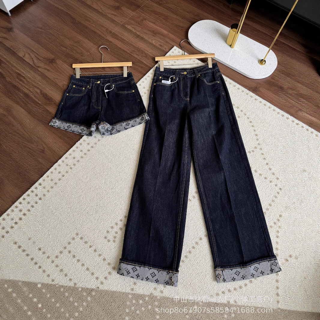 2025 Shenzhen Nanyou Classy High-Quality Women's Printed Curled Straight Wide-Leg Jeans for Women Summer Thin Style