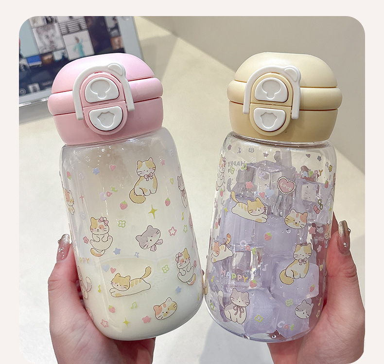 Cute Straw Water Bottle Large Capacity Portable For Students_voghion.com