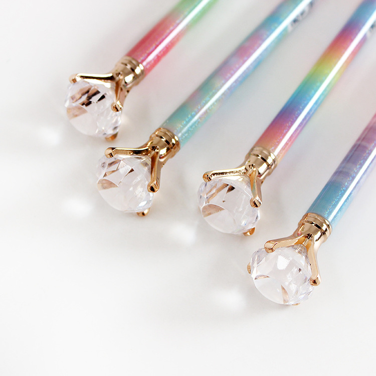 Bolígrafo de piedra de ladrillo de amor multicolor creativo transfronterizo, bolígrafo de góndola de cuentas redondas degradadas, bolígrafo de metal de regalo para estudiantes, papelería en stock