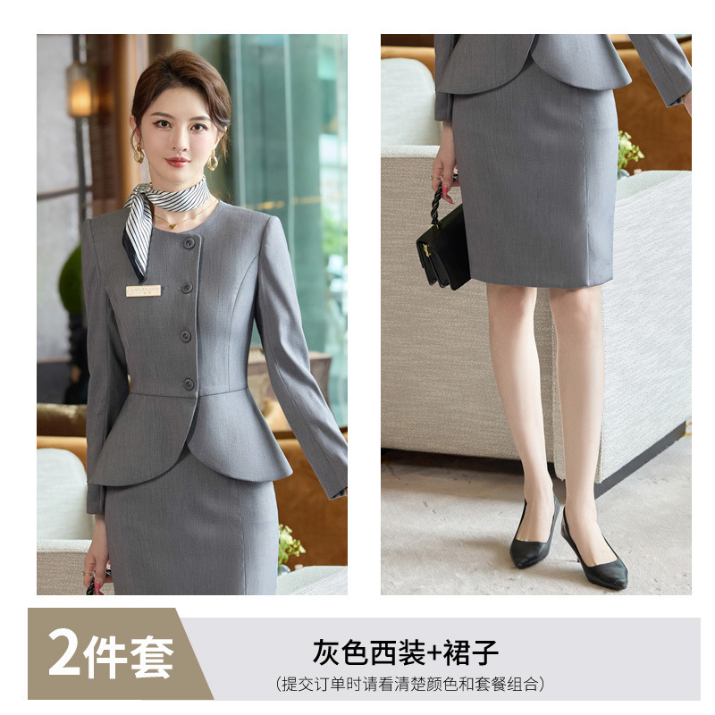 白色职业西装套装裙女2025新款酒店前台接待正装高级感工作服西服|undefined
