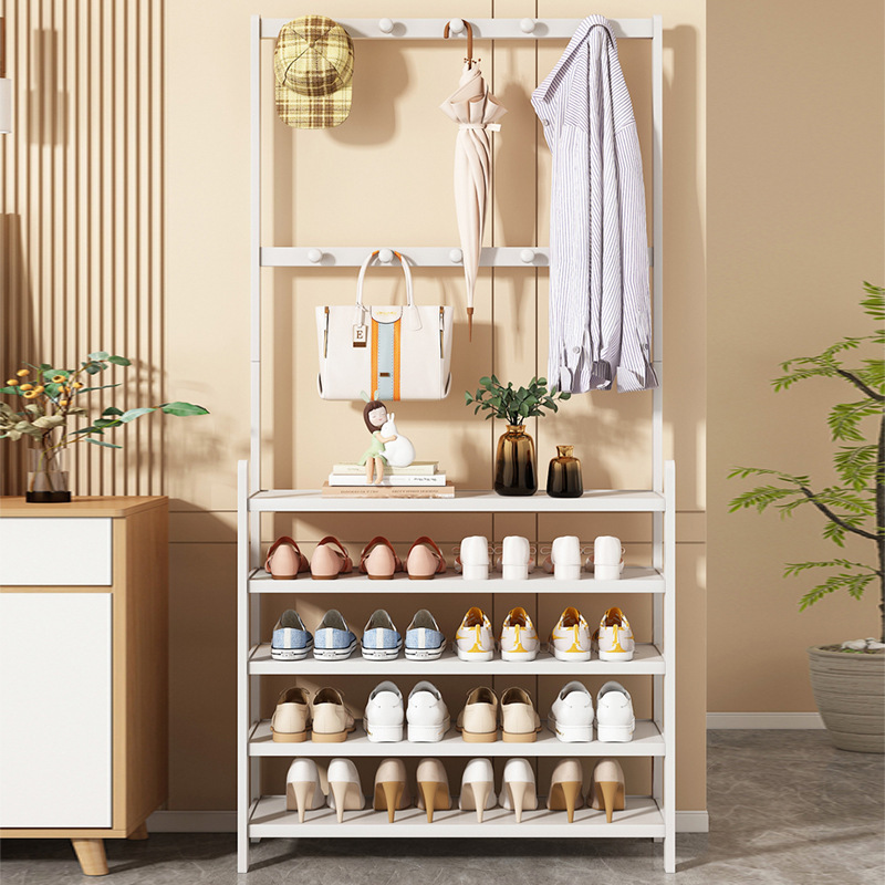 Zapatero de madera maciza Puerta simple Percha para el hogar Artezo de almacenamiento de dormitorio Ahorro de espacio Estante de gran capacidad Zapatero