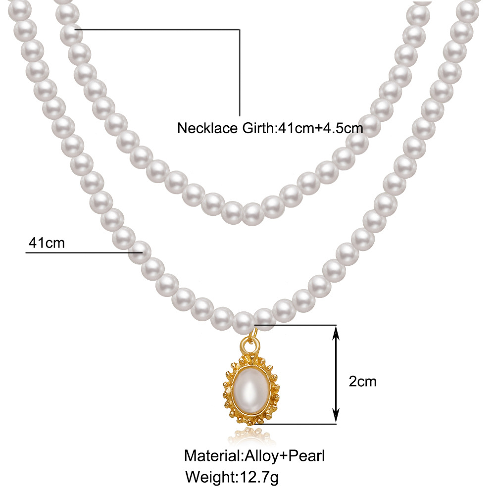 Neue Kreative Nette Modeschmuck-halsketten-perlen-doppelt-anhänger-halskette display picture 1