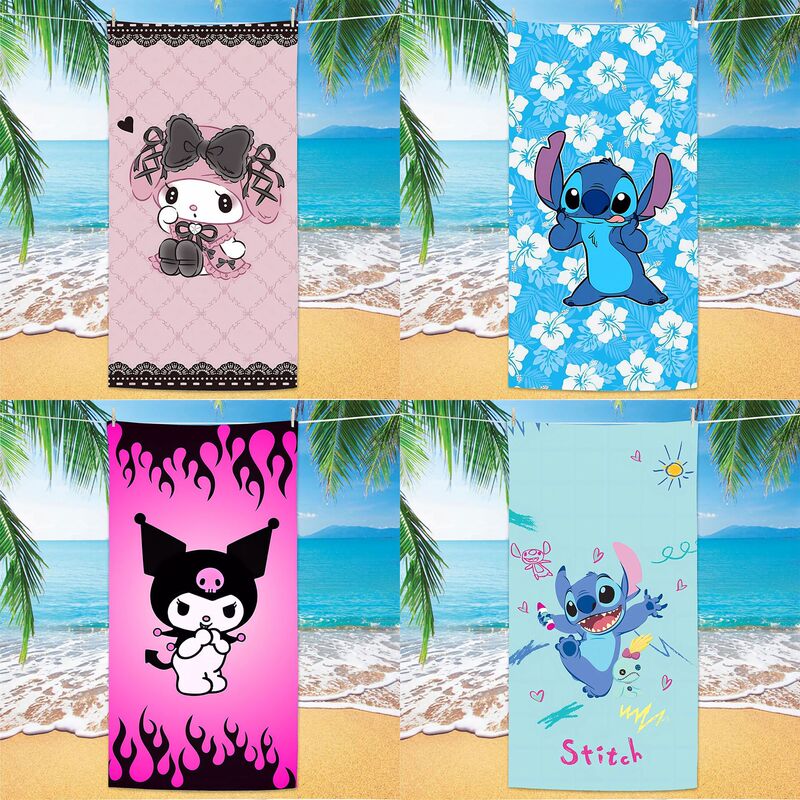 Cross-border New Hot Printed Beach Bath Towel Stilwell Kulomi Beach Towel Children Cartoon Wholesale Towel Cloth