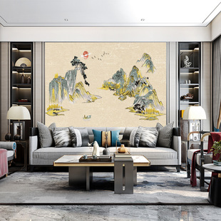 Unique Embroidery Seamless Wall Covering Landscape Xishanruoshui Living Room Tv Sofa Background Wall Covering New Chinese Style Unique Embroidery
