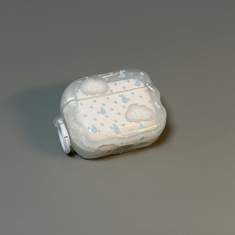 ins semi-transparent cloud and raindrop design, suitable for Apple AirPods Pro 2nd, 3rd, and 4th generation Bluetooth earphone cases ins semi-transparent cloud and raindrop design, suitable for Apple AirPods Pro 2nd, 3rd, and 4th generation Bluetooth earphone cases