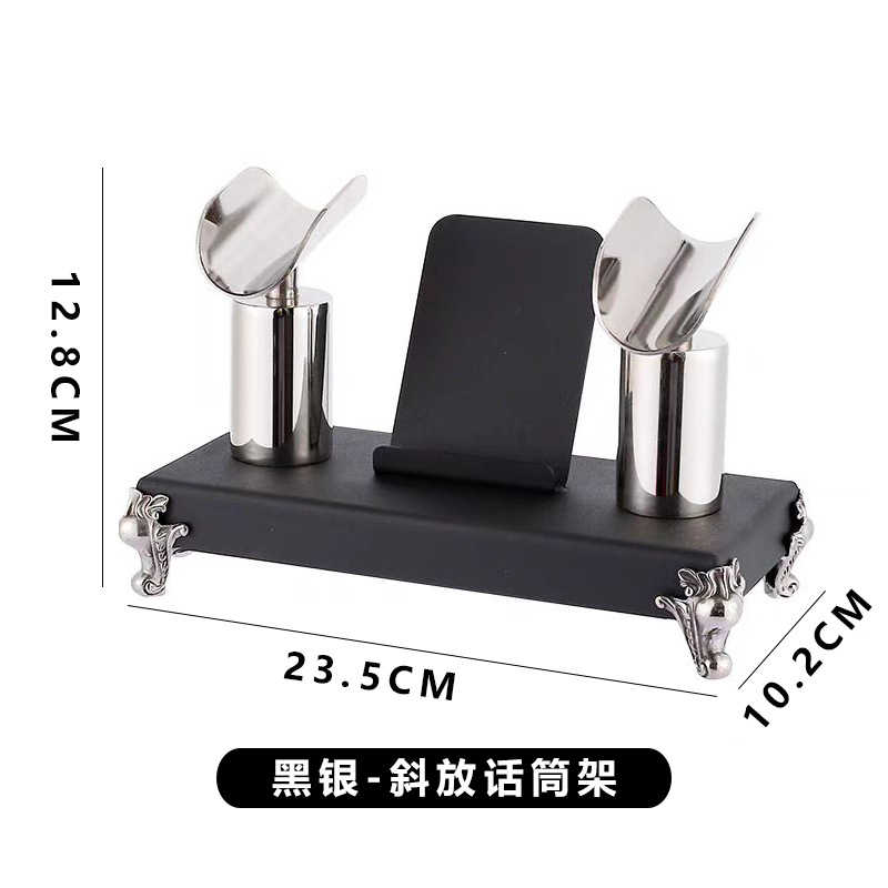 Clásico escenario de plata Negra - estante de micrófono inclinado (plata negra)