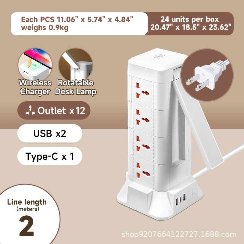 US 2 pies-2 metros-4 capas/USB/cargador inalámbrico/luz nocturna