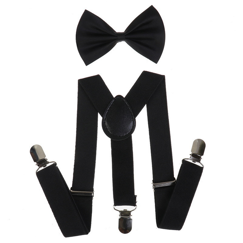 Children's 3-clip Y-shaped elastic shoulder strap+bow tie