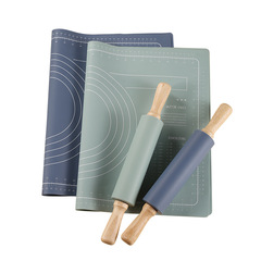 New product silicone kneading mat household thickening and dough chopping board plastic food grade baking rolling pin and dough mat