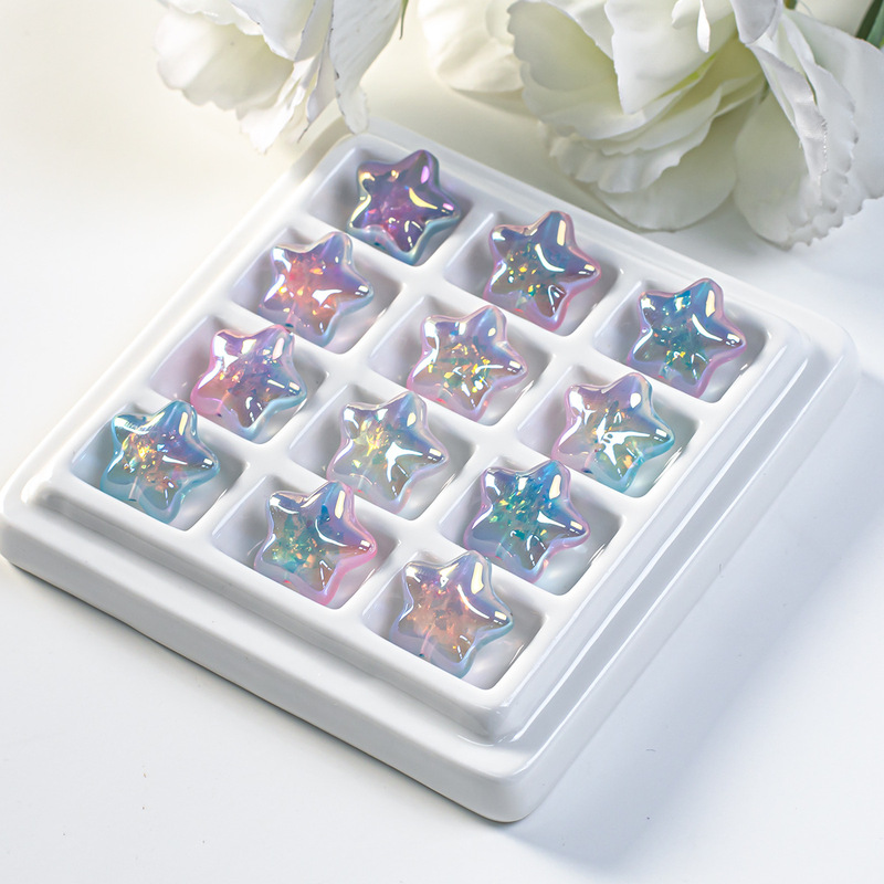 Ding Yi Cold Moon Electroplated Pandora Little Star Two-Color Luminous Effect Resin Beads DIY Jewelry Bead Accessories