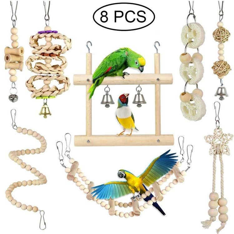 Juegos de juguetes de pájaros explosivos transfronterizos de artículos de pájaros roer y tirar juguetes de pájaros para aliviar el aburrimiento escaleras columnas juguetes de loros image 32