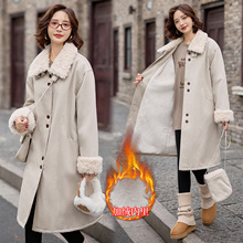 2025冬季新款加绒加厚爆款棉衣外套韩系高级感中长款羊羔毛棉服女