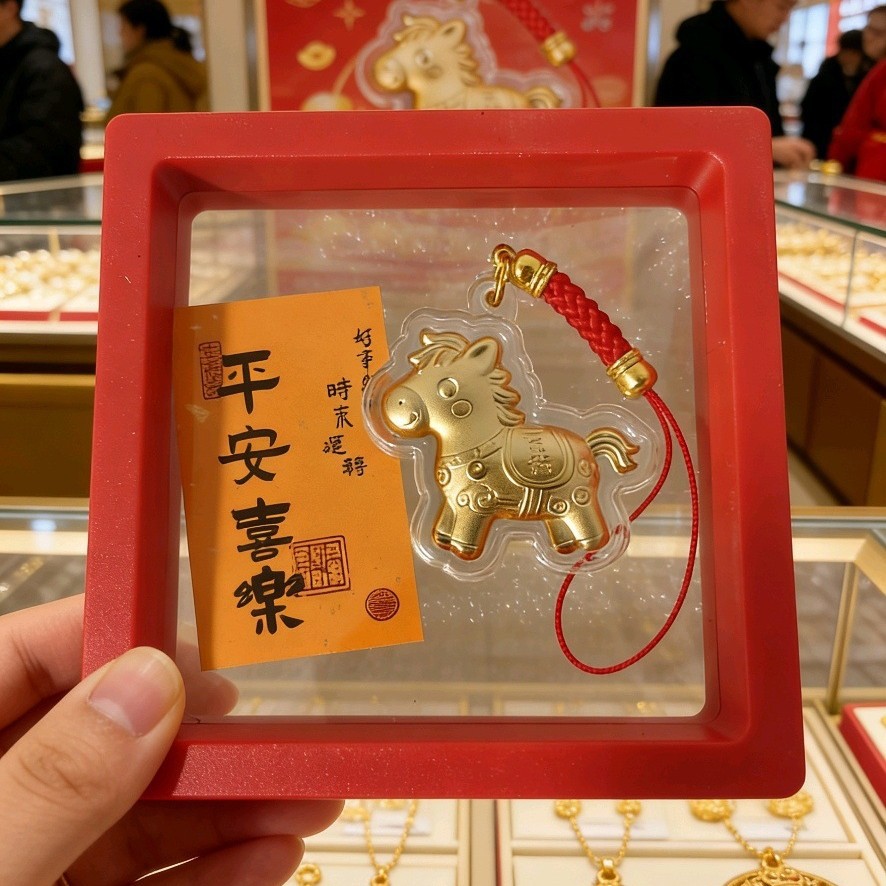 马年红绳马上有钱黄金小小马手机链挂件活动礼品生肖马小饰品批发