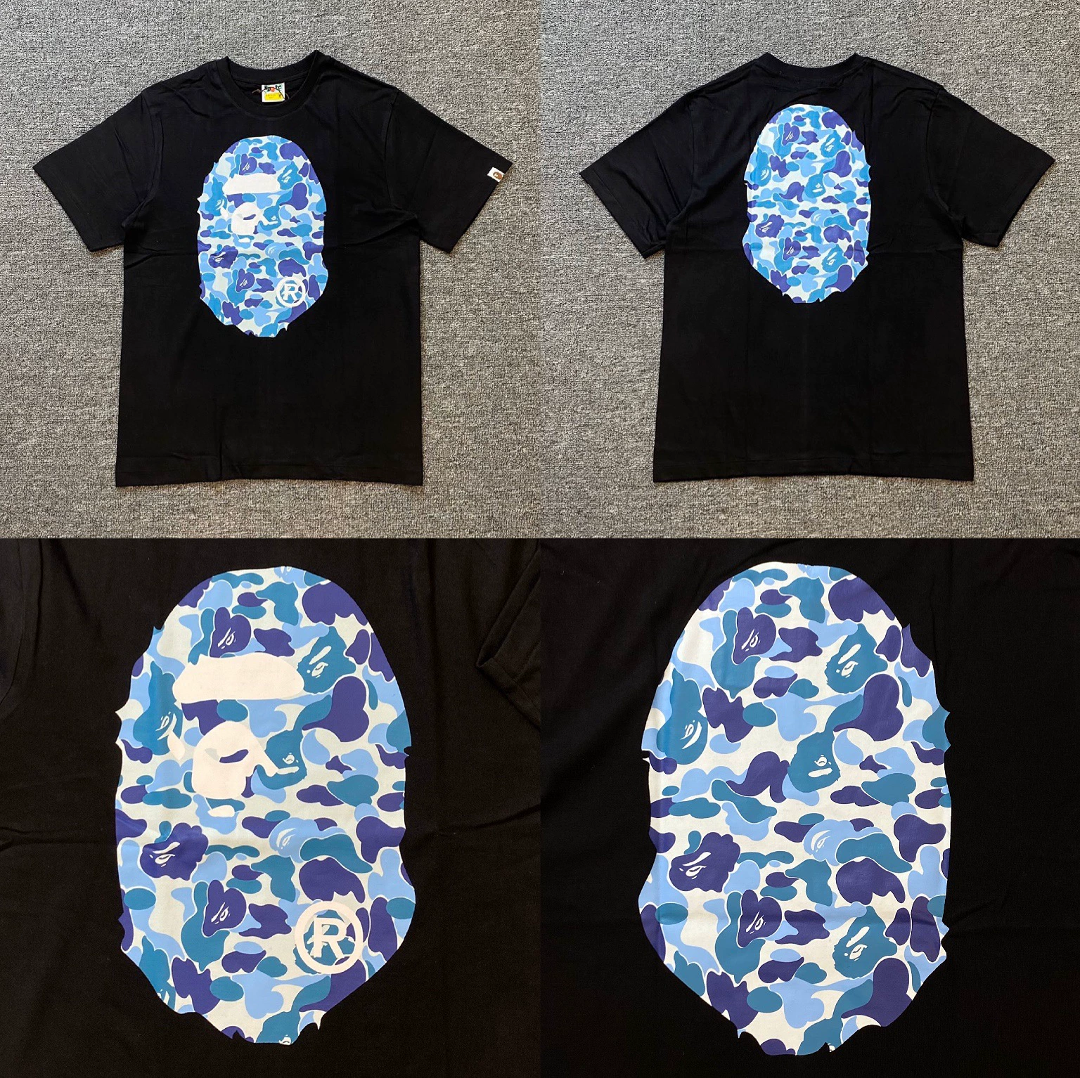 Стильный брендовый топ BAPE с половинными рукавами TEE для мужчин и женщин, камуфляж голова обезьяны, высокого уровня, свободный крой, короткий рукав