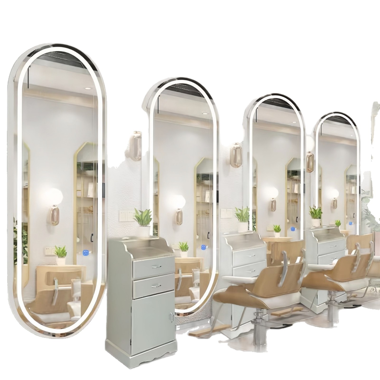Espejo especial de peluquería espejo de peluquería espejo de peluquería con lámpara LED unilateral iluminado espejo de peluquería de pared espejo de peluquería