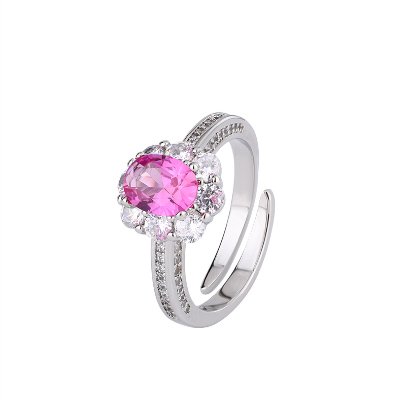 2024 nueva joyería Zhuang Shengsheng fondo de cobre chapado en oro simulación corindón rojo temperamento retro tres juegos 8*10-6*8