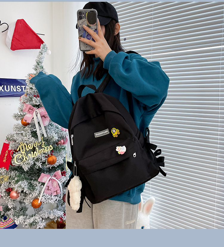 韓版森系文藝簡約百搭高中大學生純色書包日系可愛雙肩包收納包休閒包外出包旅行包~UI2957