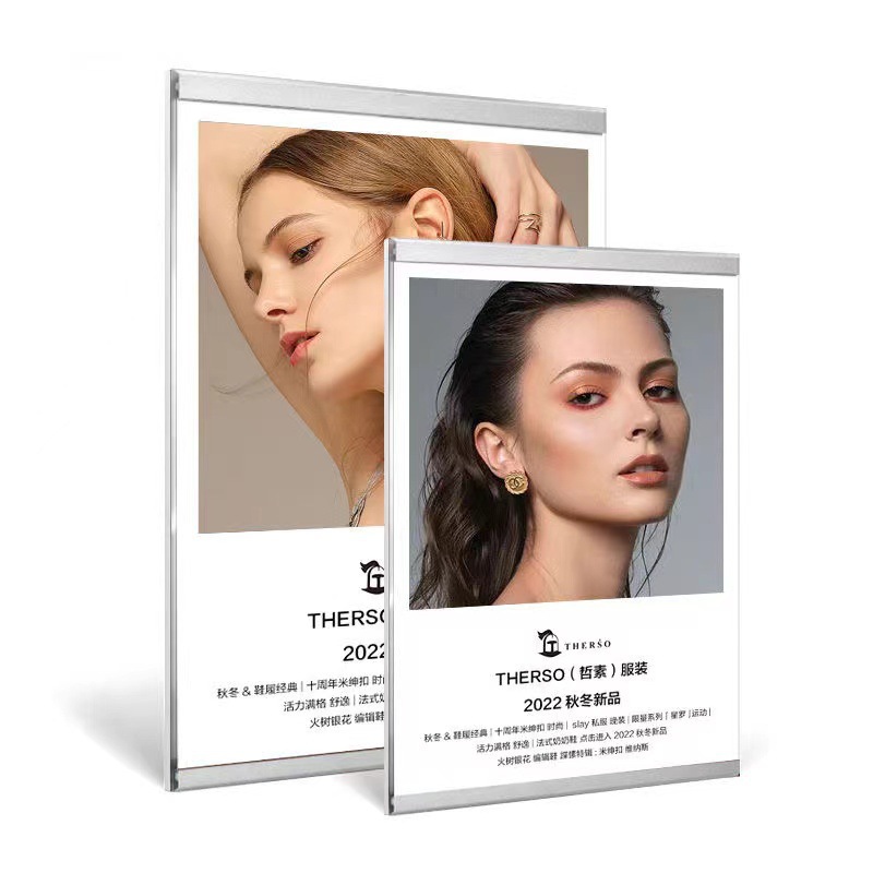 Marco de fotos de madera de nuez marco de pared colgante a4 marco de exhibición empleado a3 marco de exhibición de maestros de madera magnética sin perforación