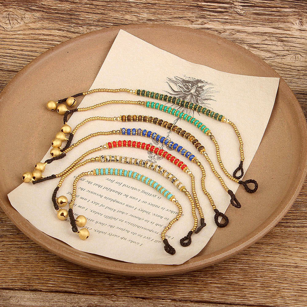 17g Weight Bracelets Classification Turquoise, Wax rope, Copper Chain Material Beaded Chain Chain Type Holiday, Daily Occasion turquoise, rope, Copper Material Color Block Pattern All Seasons Season Women's Gender Knitting Design Casual, Simple Style Style Casual Simple Style Color Block Turquoise Rope Copper Beaded Chain Beaded Bracelets Wholesale 1