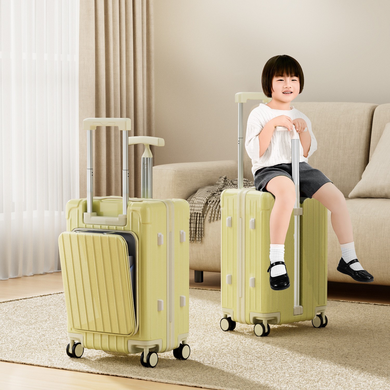 레몬 옐로우 [내하중 75kg / 후면 개방형 / 더블 풀 로드]