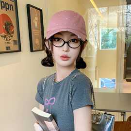高级感美少女蝴蝶结镶钻鸭舌帽 时尚透气防晒棒球帽小清新鸭舌帽