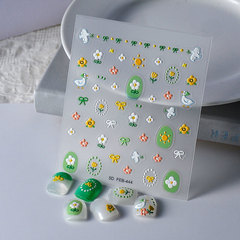 FEB New Model Nail Sticker 5D Relief Spring Series Nail Decal Backing Waterproof Wholesale