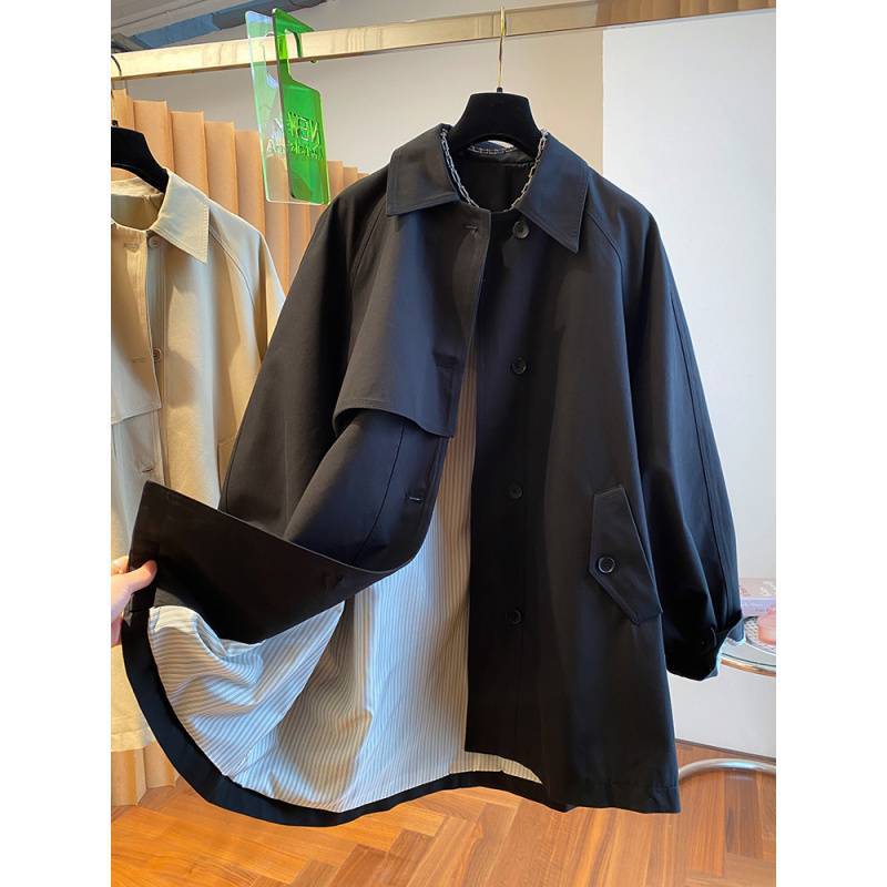 ng2510292 Spring New High-end Mid-length Long-sleeve Trench Coat Women's Loose Casual Korean-style Stylish Workwear Cardigan_ecoleips.com