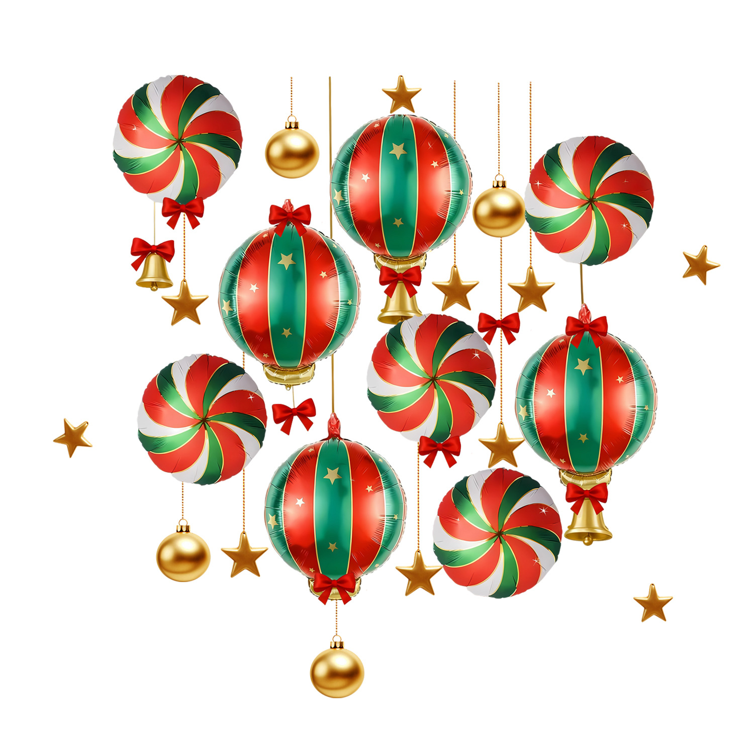 Transfronterizo Amazon ventana de Navidad globos estrellas campanas decoración pegatinas estáticas dormitorio decoración de la sala de estar pegatinas de vidrio image 5