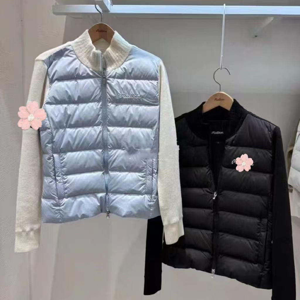 Korean 25 New Golf Apparel Autumn and Winter Women's High-Neck Zipper down Knit Cardigan Jacket Warm and Stylish