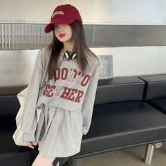 女童套裝春裝新款中大童針織休閒短裙長袖套頭兩件套女孩洋氣韓版