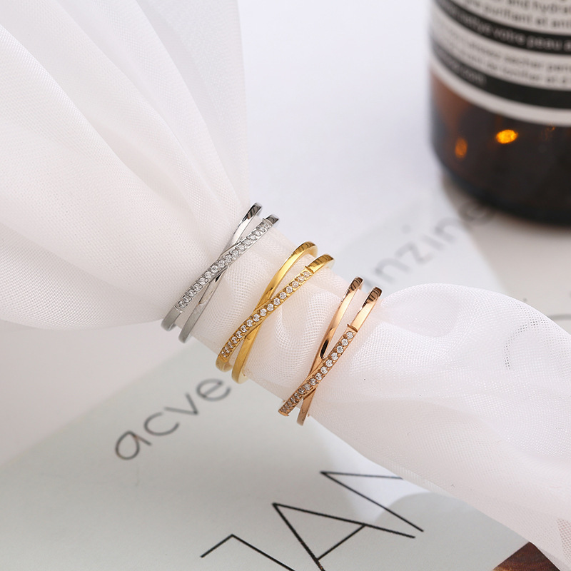 Cross-Border Korean Version Cross Cnc Micro-Inlaid Diamond Rose Gold Ring for Women Trendy Fashion Colorful Gold Index Finger Ring Cross-Border Korean Version Cross Cnc Micro-Inlaid Diamond Rose Gold Ring for Women Trendy Fashion Colorful Gold Index Finger Ring