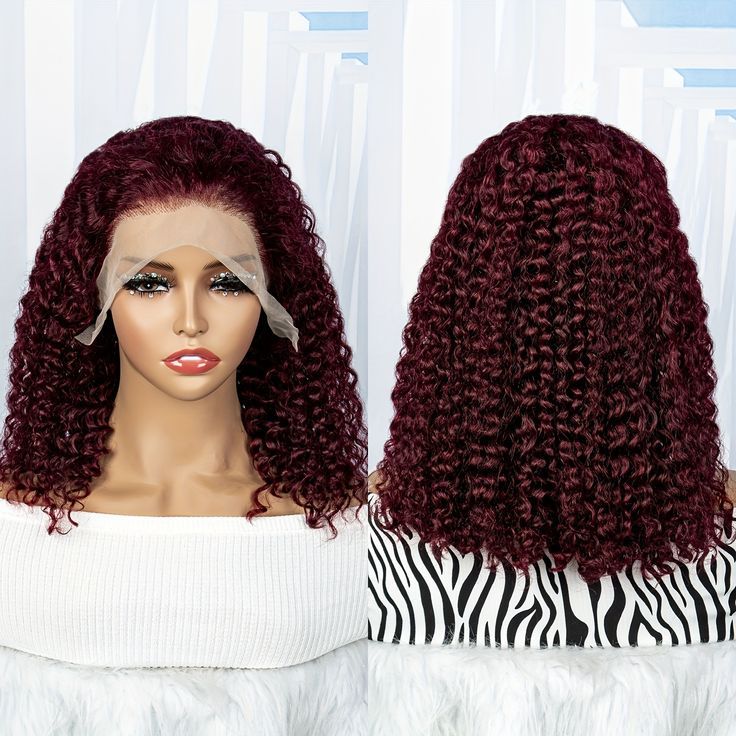 13*4 cabello real completo HD encaje transparente Bobo Qufa vino rojo comercio exterior Europa y América venta caliente Xuchang spot