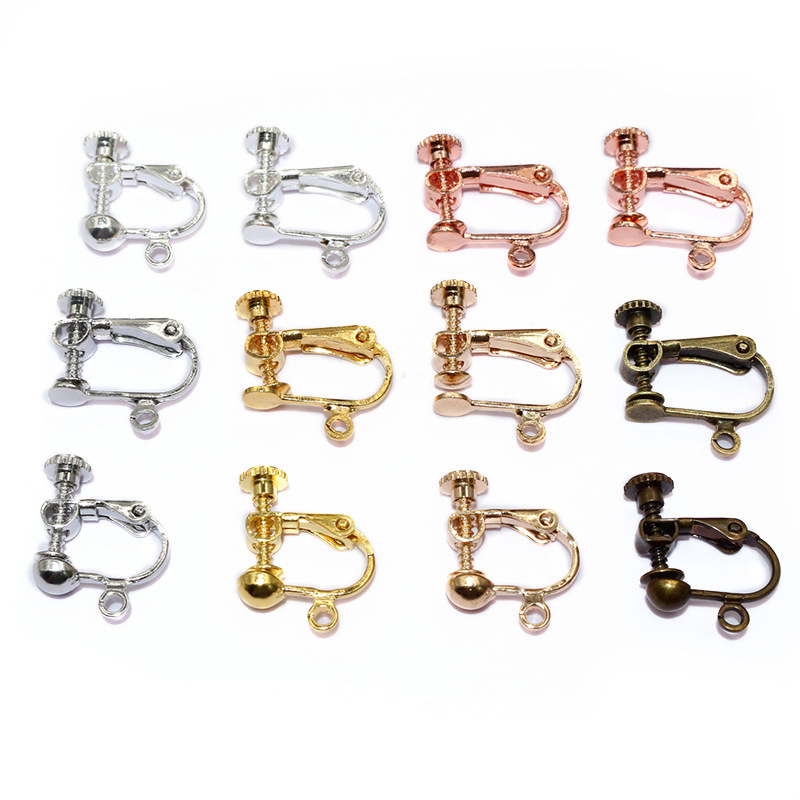 跨境批发 饰品配件螺丝耳夹 U形无耳洞可调节耳夹扣15x13mm 1g