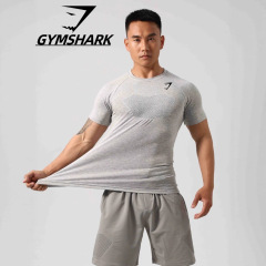 GYMSHARK跨境爆款健身运动紧身T恤男士圆领弹力修身速干T肌肉鲨鱼