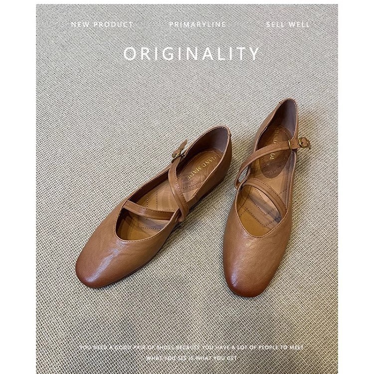 Gaga Easy to Wear Mary Jane Shoes 2024 New Retro Pu Leather Women's Shoes Autum Flats Shoes Versatile Small Leather Shoes Flats Gaga Easy to Wear Mary Jane Shoes 2024 New Retro Pu Leather Women's Shoes Autum Flats Shoes Versatile Small Leather Shoes Flats
