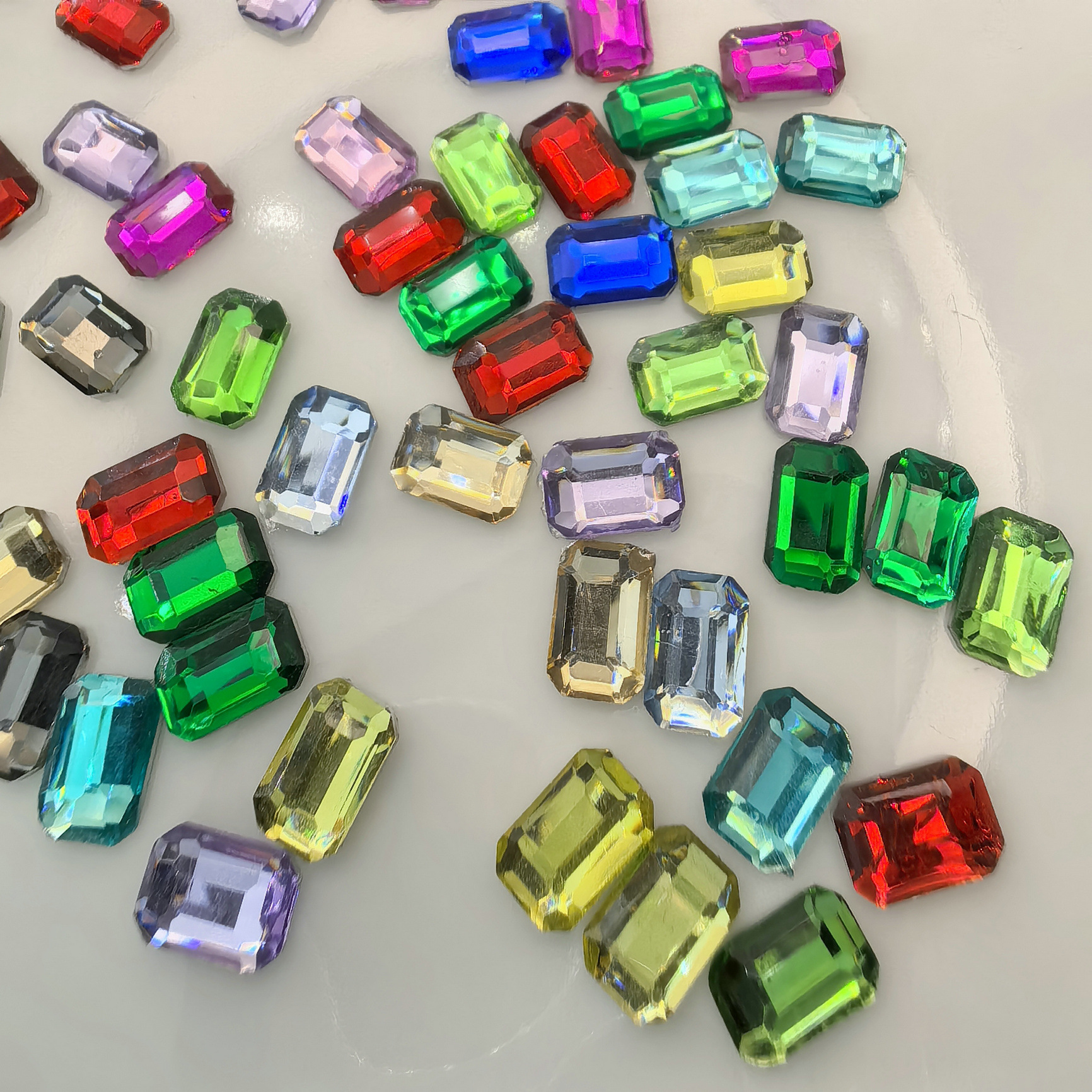 5.4.004,八角方钻超闪白色透明平底异形钻长方形钻指甲树